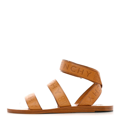 Givenchy Calfskin Logo Ankle Strap Sandals 37.5 Brown 1 of 10