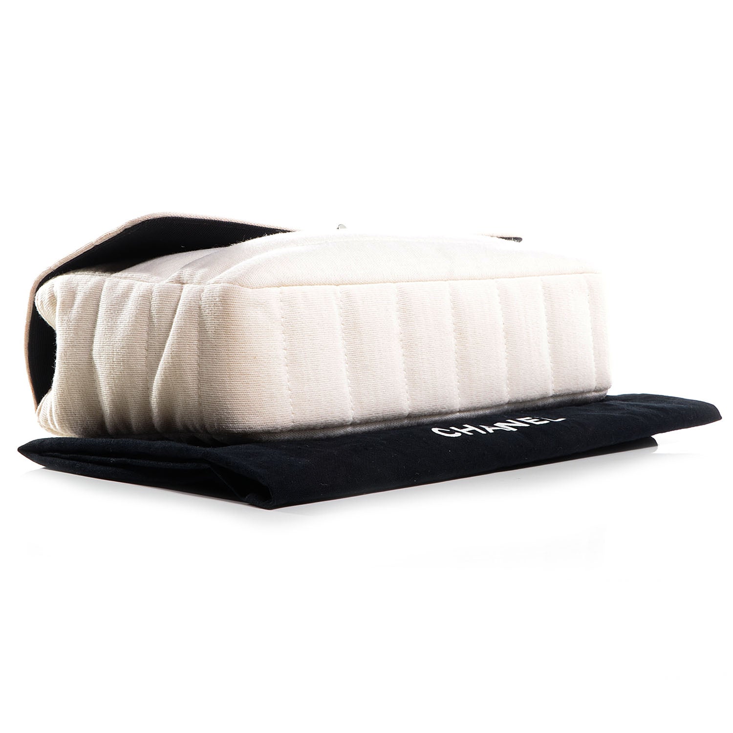 Chanel Horizontal Quilt Jersey Mademoiselle Flap Ivory 4 of 9