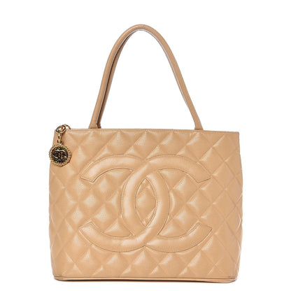 Chanel Caviar Quilted Medallion Tote Beige 1 of 12