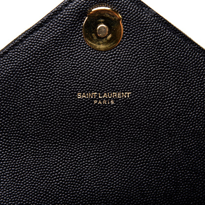 Saint Laurent Grain De Poudre Matelasse Chevron Large Monogram Satchel Black 10 of 12