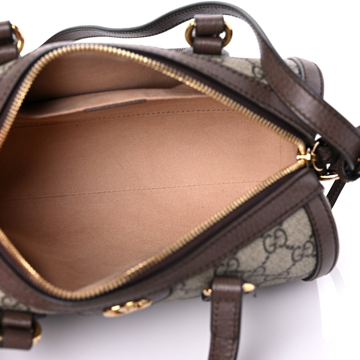 GG Supreme Monogram Web Small Ophidia Boston Bag Brown