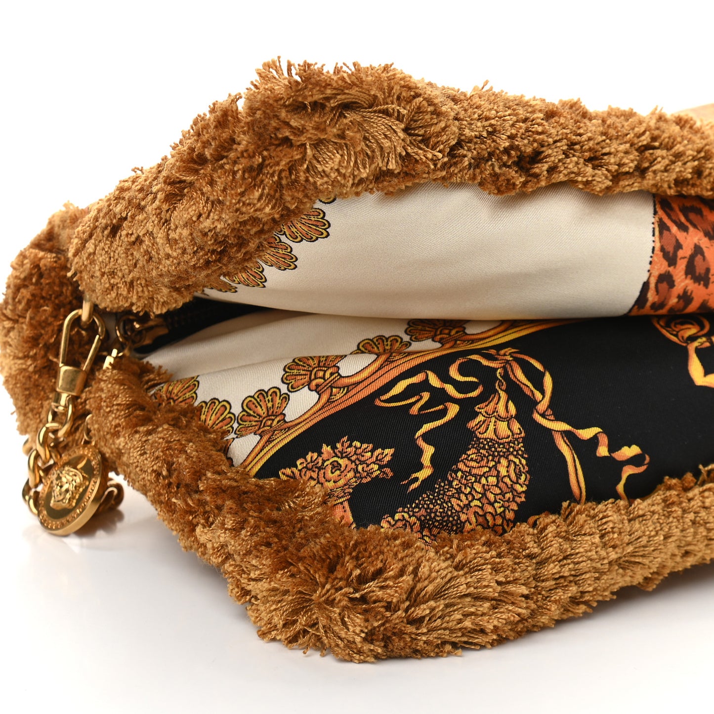 Silk Leopard Print Pillow Talk Shoulder Bag Gold