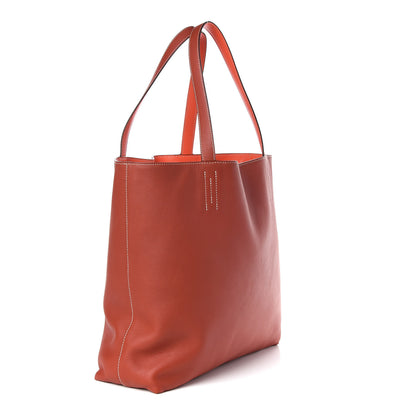 Hermes Veau Sikkim Taurillon Clemence Double Sens 45 Reversible Tote Rubis Bougainvillea 9 of 17