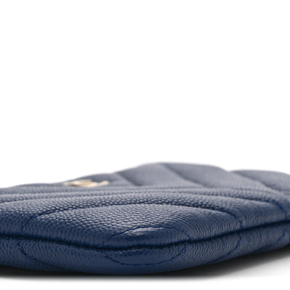 Chanel Caviar Chevron Quilted Small Ancient Greek Charms Cosmetic Case Blue 8 of 9