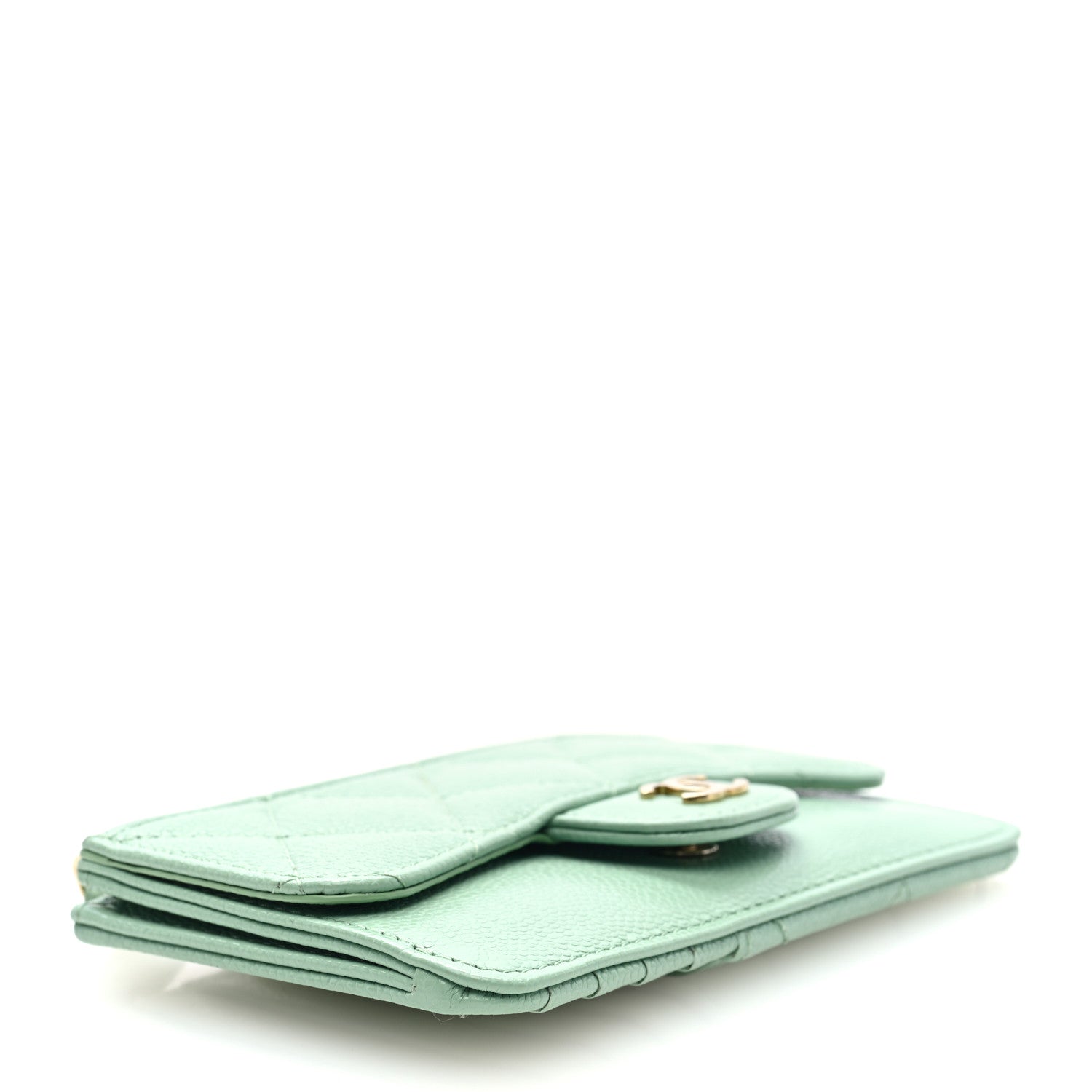 Chanel Caviar Quilted Flap Zip Card Holder Light Green 4 of 7