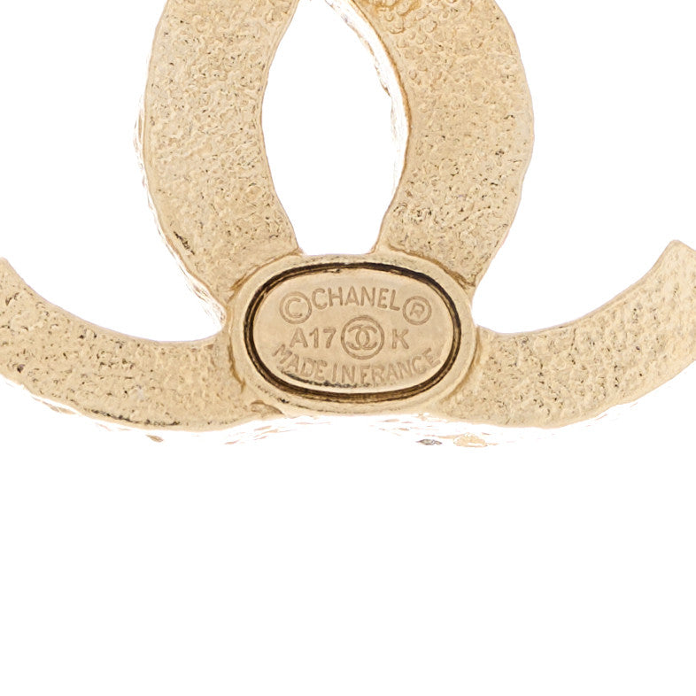 Crystal Textured CC Earrings Gold