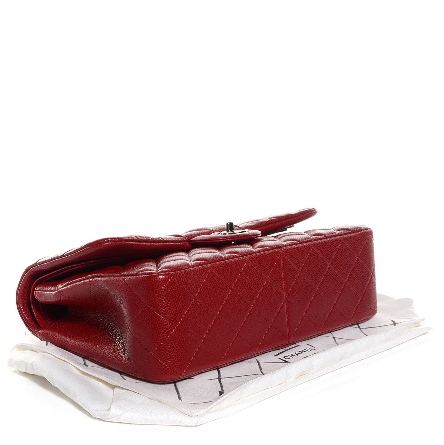 Caviar Quilted Jumbo Double Flap Red