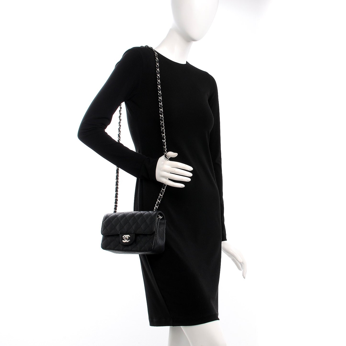 Caviar Quilted Mini Rectangular Flap Black