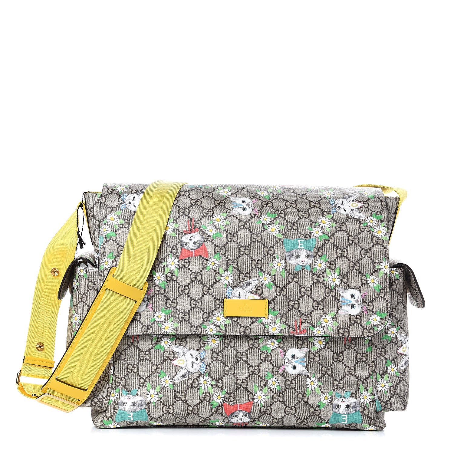 Gucci GG Supreme Monogram Love Pets Diaper Bag Yellow 1 of 11
