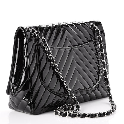 Chanel Patent Chevron Quilted Maxi Single Flap Black 4 of 8