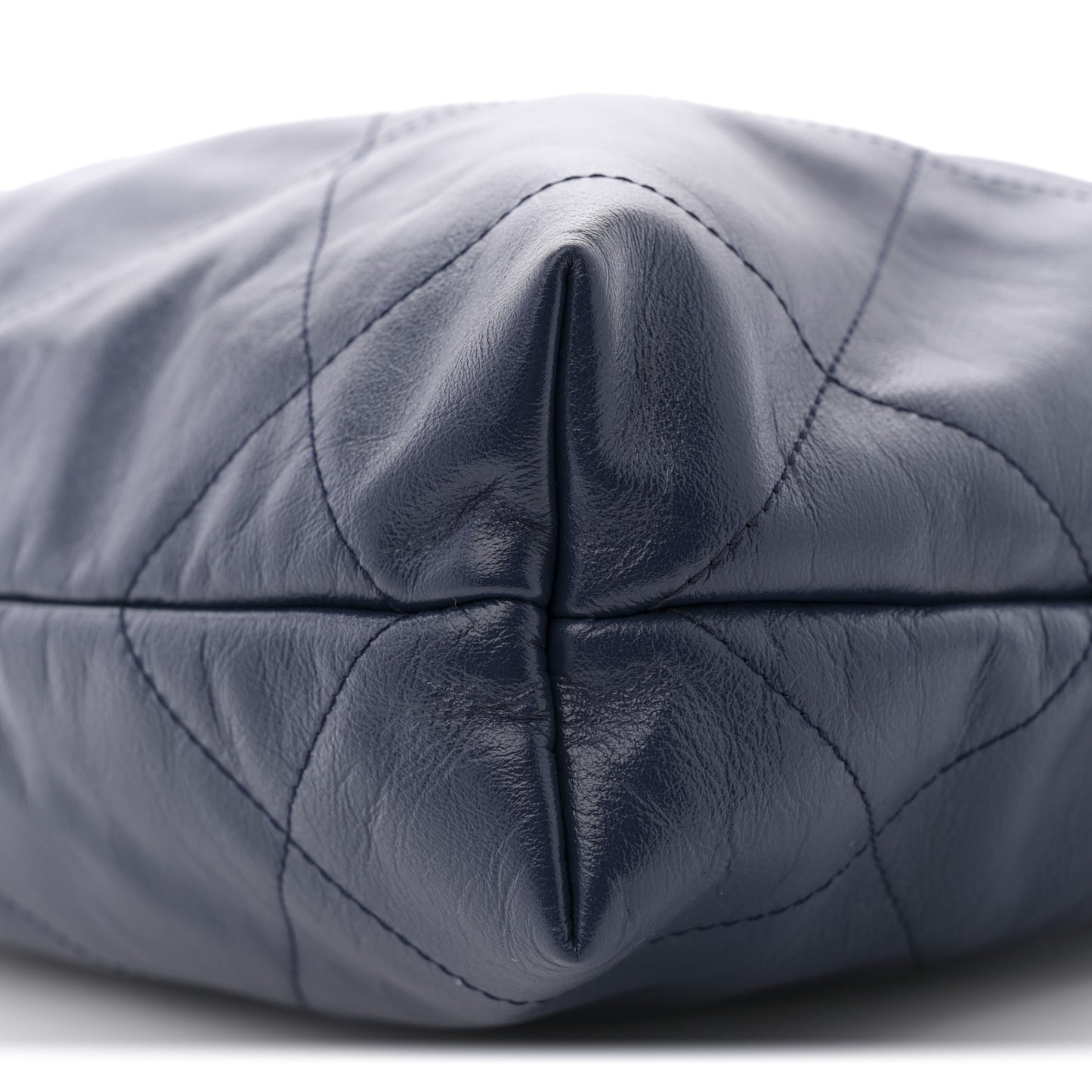 Shiny Calfskin Quilted Small Chanel 22 Navy