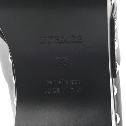 Hermes Calfskin Calya Mules 38 Black 7 of 7