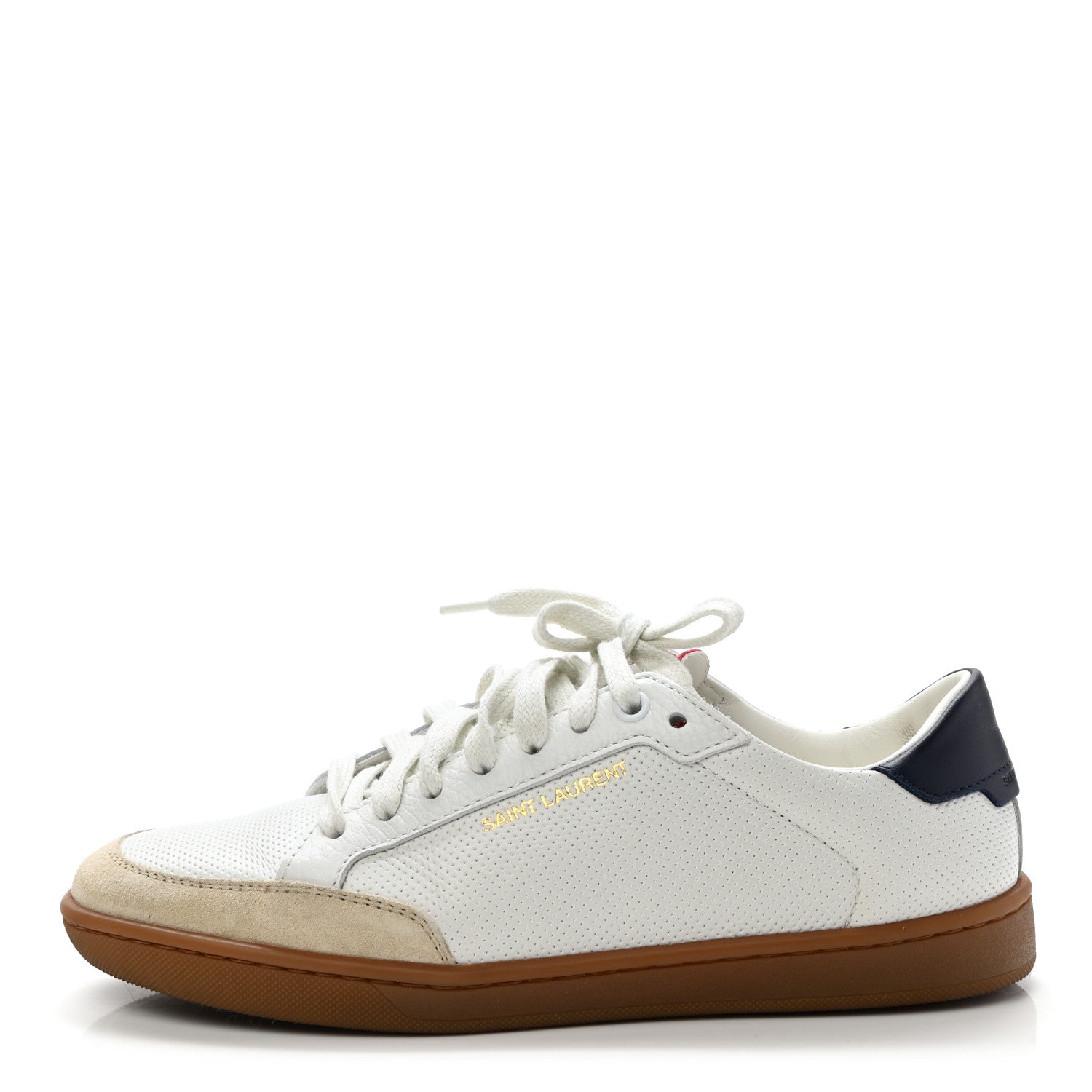 Saint Laurent Calfskin Perforated Suede SL10 Court Classic Low Top Sneakers 36.5 White 1 of 10