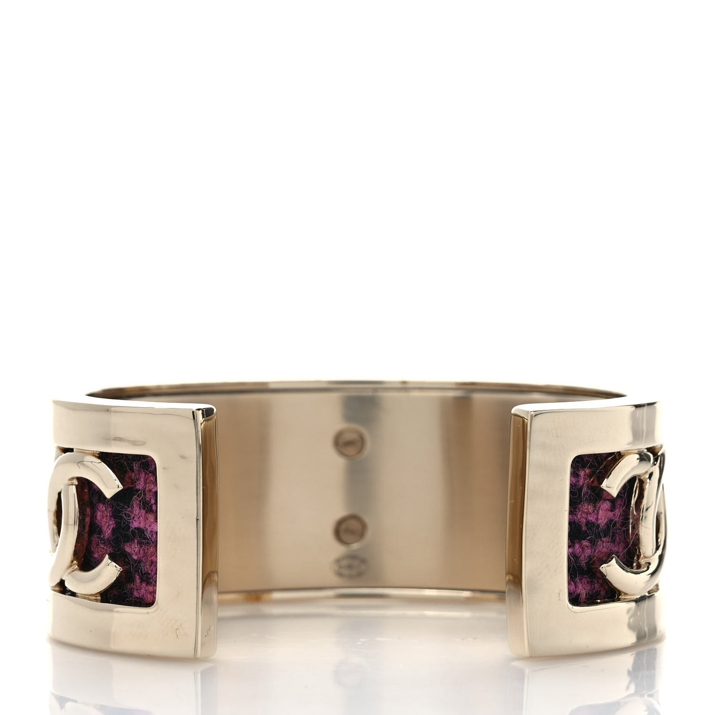 CC Tweed Cuff Bracelet S Gold Pink Black