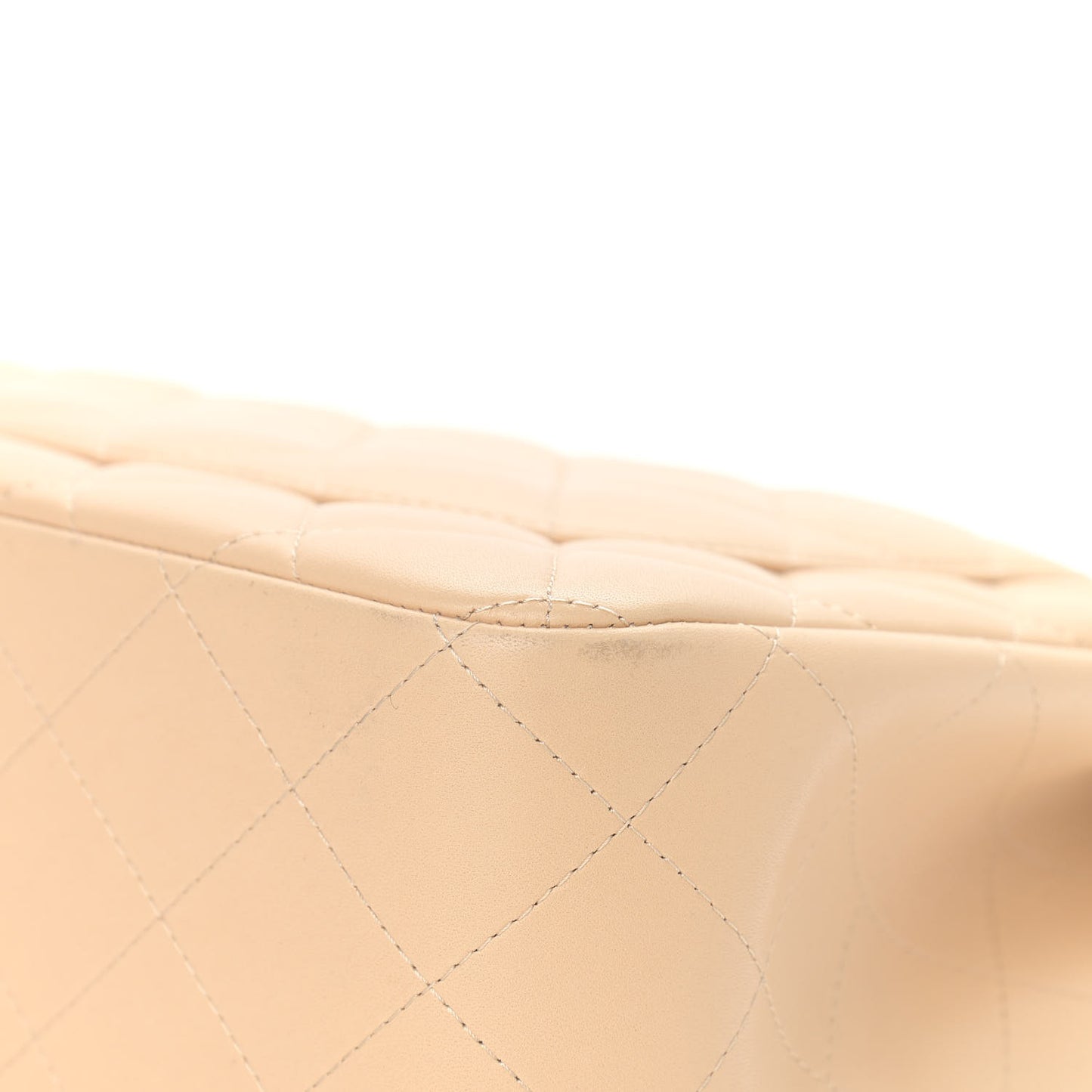 Lambskin Quilted Jumbo Double Flap Beige