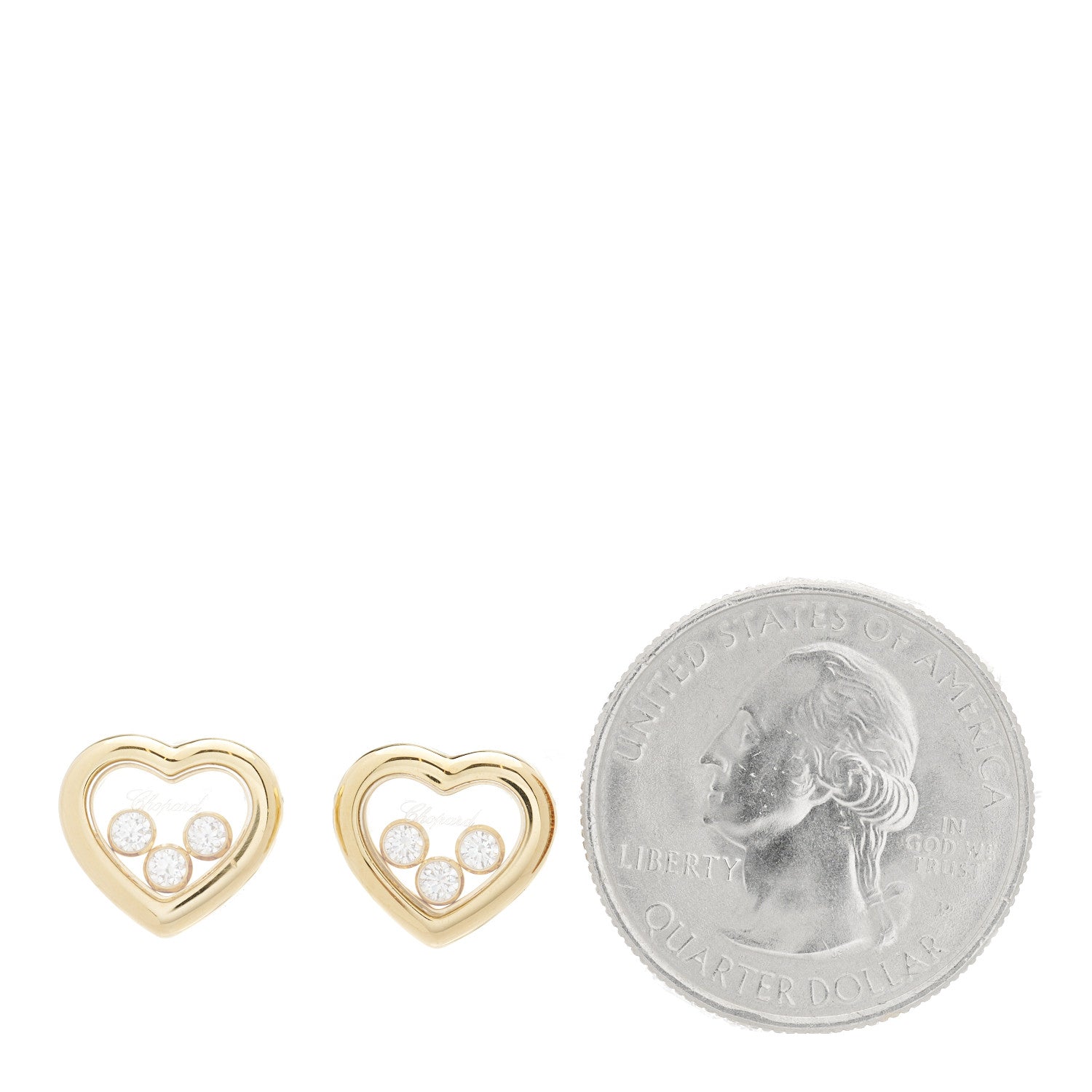Chopard 18K Yellow Gold 3 Happy Diamonds Icons Heart Earrings 4 of 12