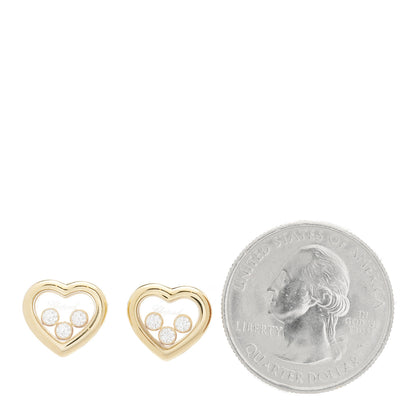 Chopard 18K Yellow Gold 3 Happy Diamonds Icons Heart Earrings 4 of 12