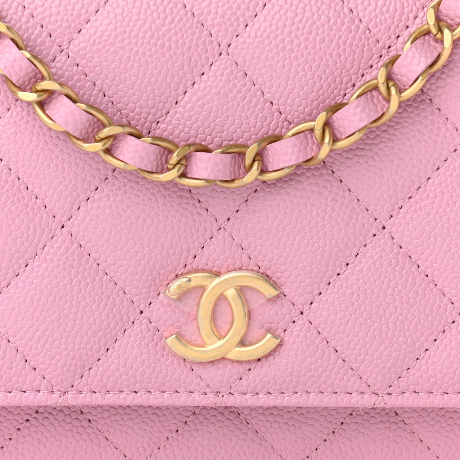 Chanel Shiny Caviar Quilted Pick Me Up Wallet On Chain WOC Pink 9 of 12