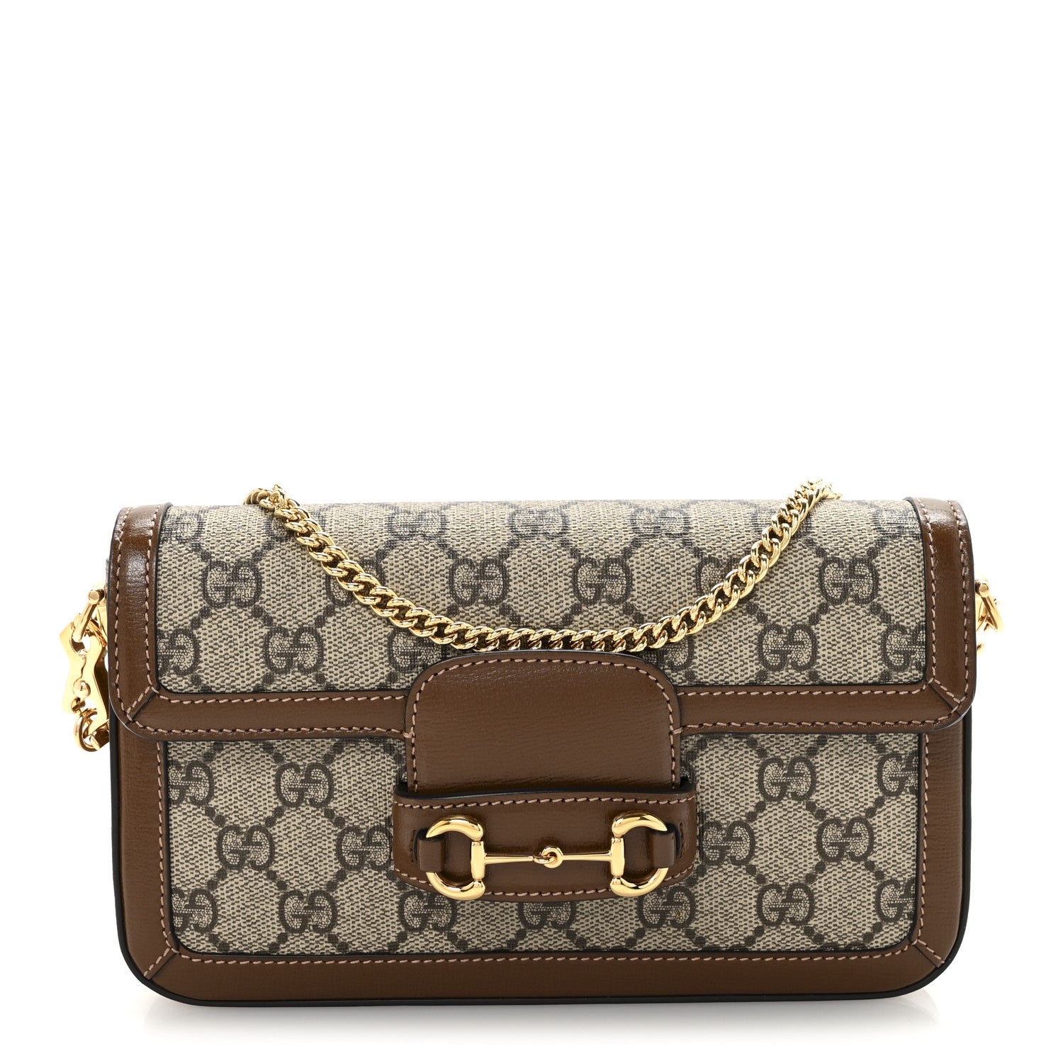 Gucci GG Supreme Monogram Azalea Calfskin Horsebit 1955 Mini Bag Beige Ebony Brown Sugar 1 of 11