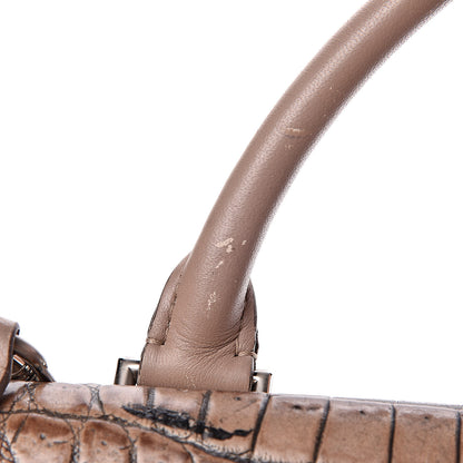 Givenchy Calfskin Crocodile Embossed Medium Shark Lock Satchel Sand 12 of 24