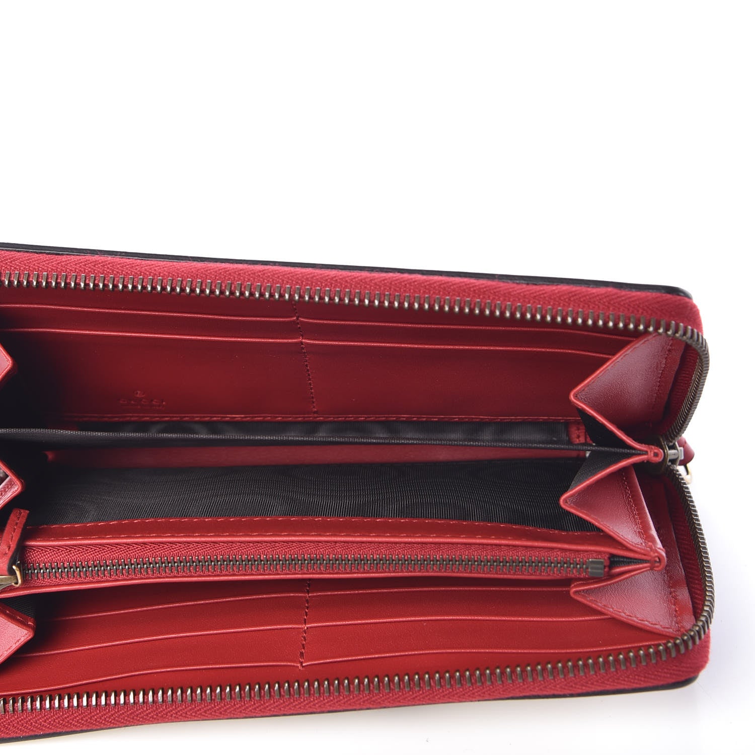 Gucci Calfskin Queen Margaret Zip Around Wallet Blue Agata Hibiscus Red Mystic White 5 of 9