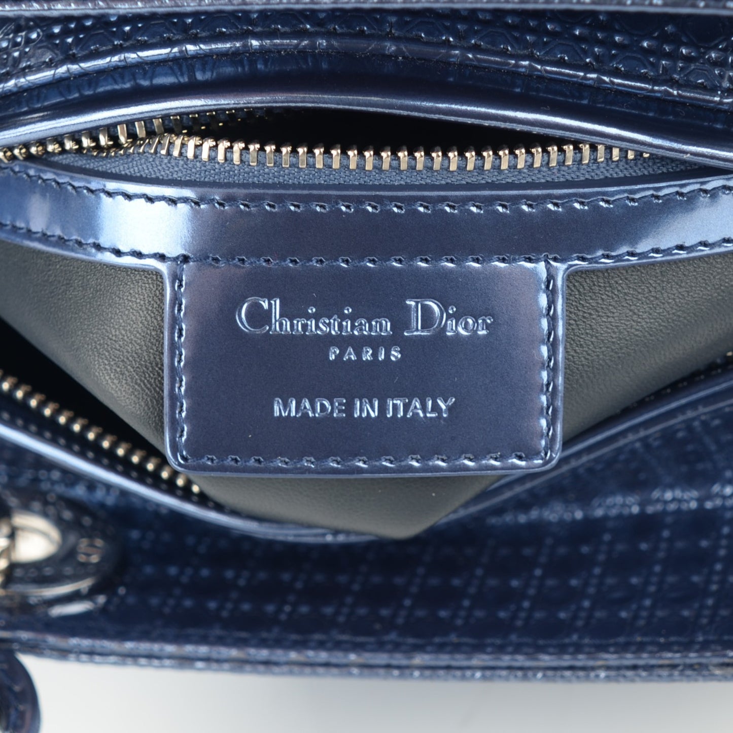 Metallic Patent Micro-Cannage Medium Lady Dior Blue