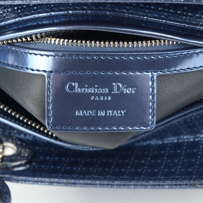 Christian Dior Metallic Patent Micro-Cannage Medium Lady Dior Blue 6 of 7