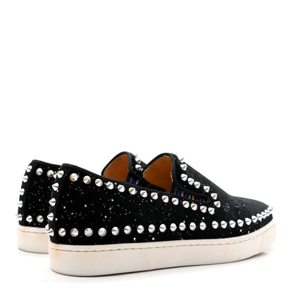 Christian Louboutin Glitter Tennis Spikes Womens Pik Boat Sneakers 35.5 Black Multicolor 4 of 11