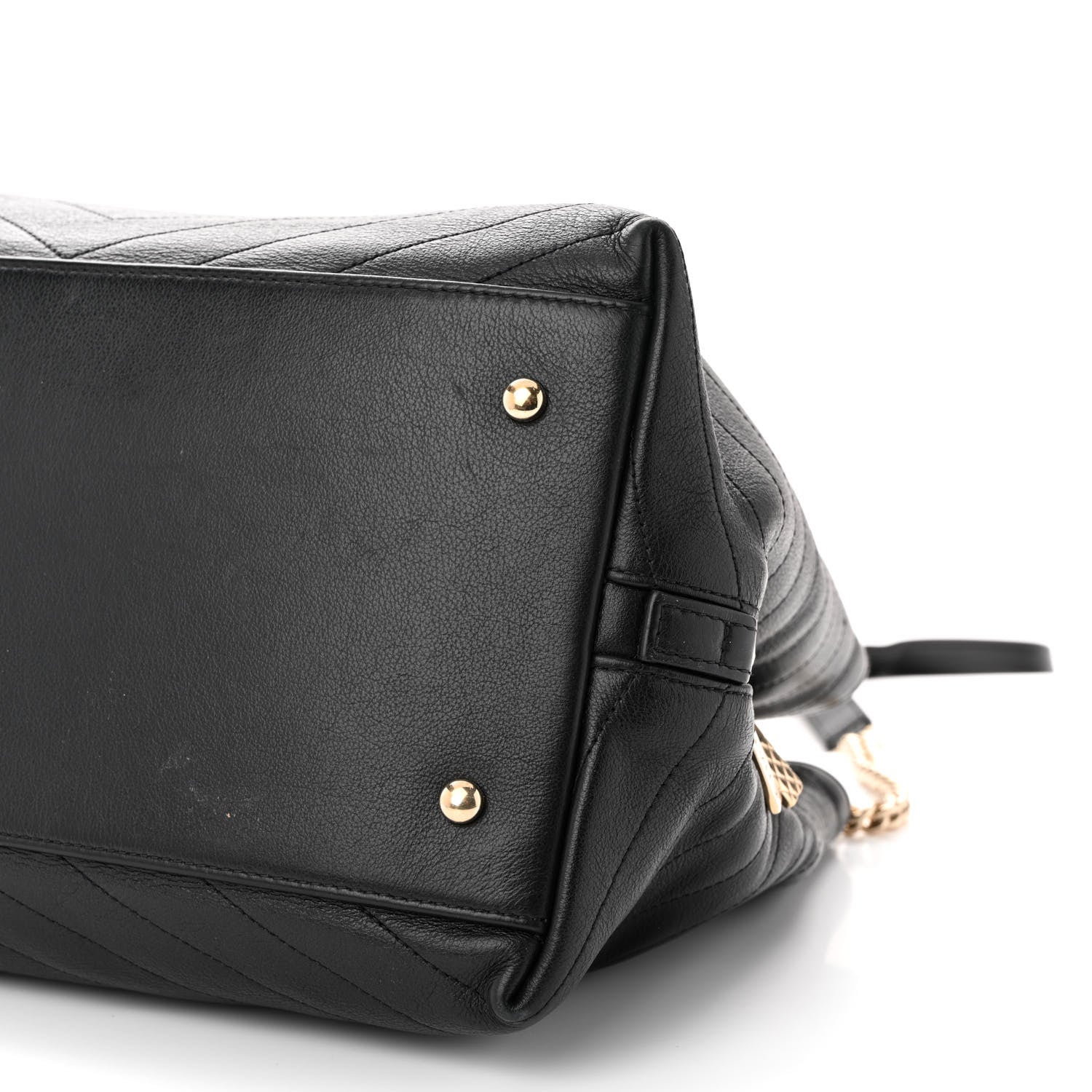 Chanel Calfskin Stitched Large Chevron Chic Shopping Bag Black 12 of 13