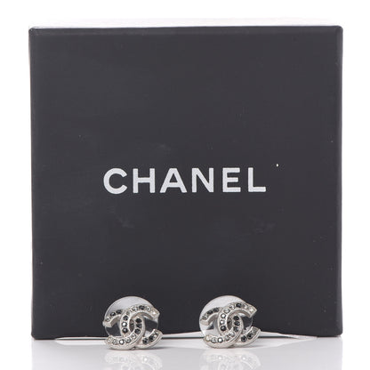 Chanel Crystal CC Earrings Silver Grey 5 of 5