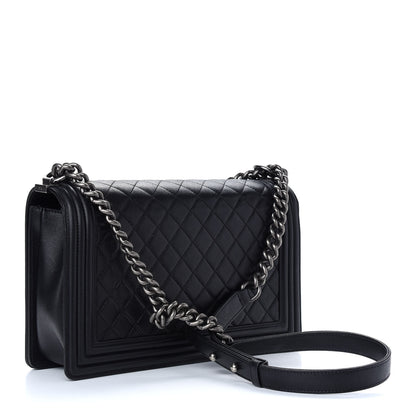 Chanel Metallic Calfskin Quilted New Medium Boy Flap Black 2 of 9