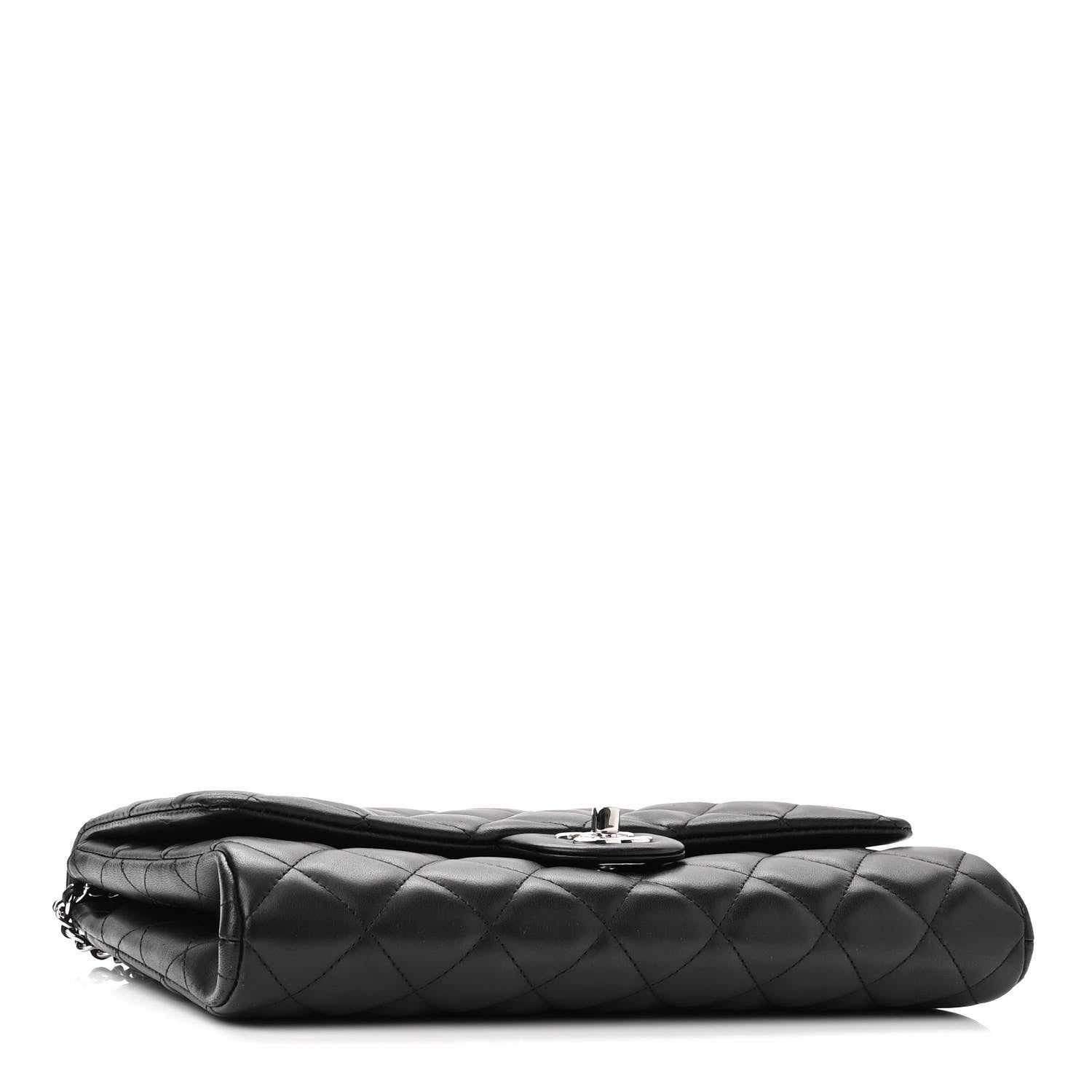 Chanel Lambskin Quilted Clutch With Chain Flap Black 7 of 10