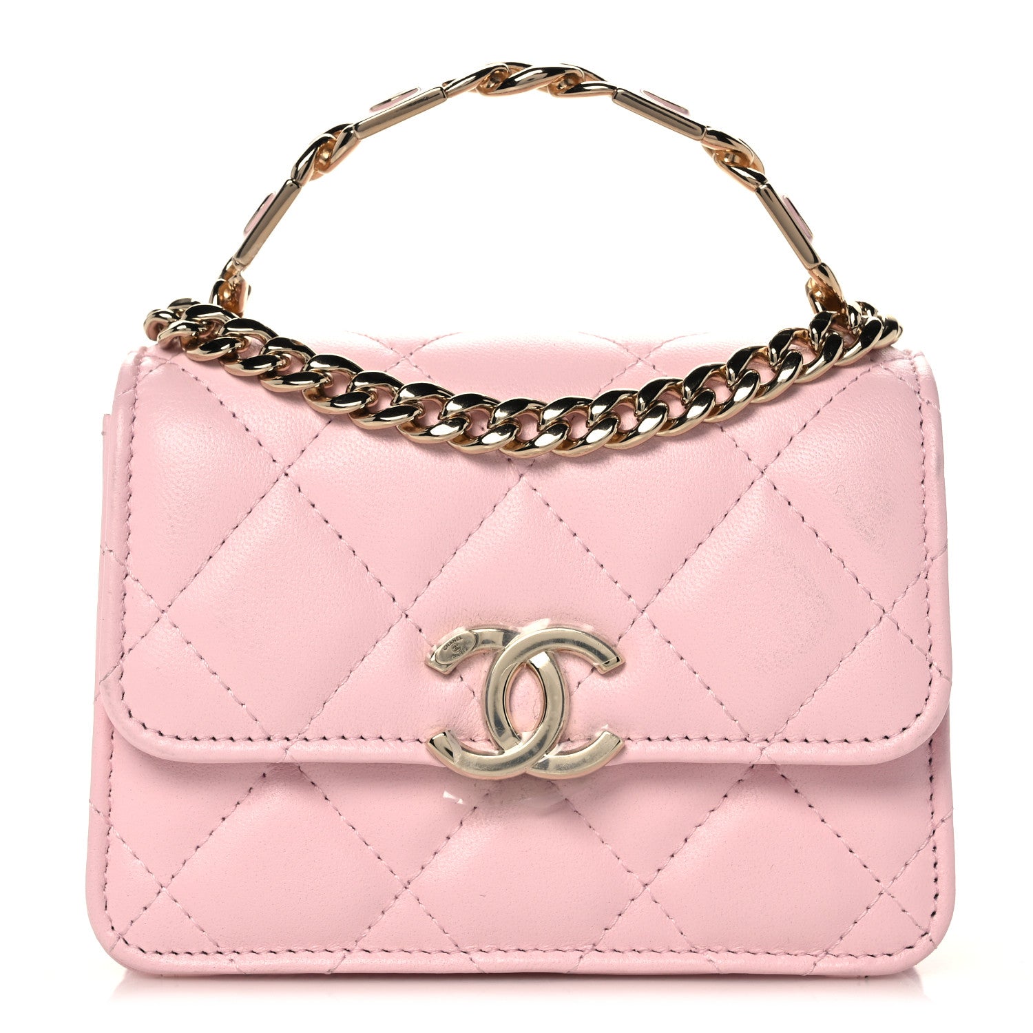 Chanel Lambskin Quilted Pick Me Up Clutch With Chain Pink 1 of 11