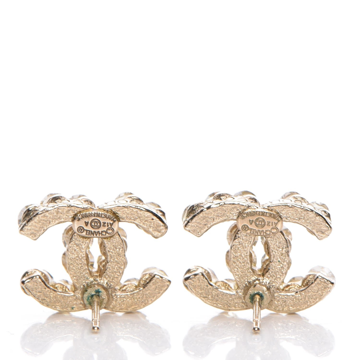 Chanel Poured Glass CC Earrings Light Gold 3 of 5