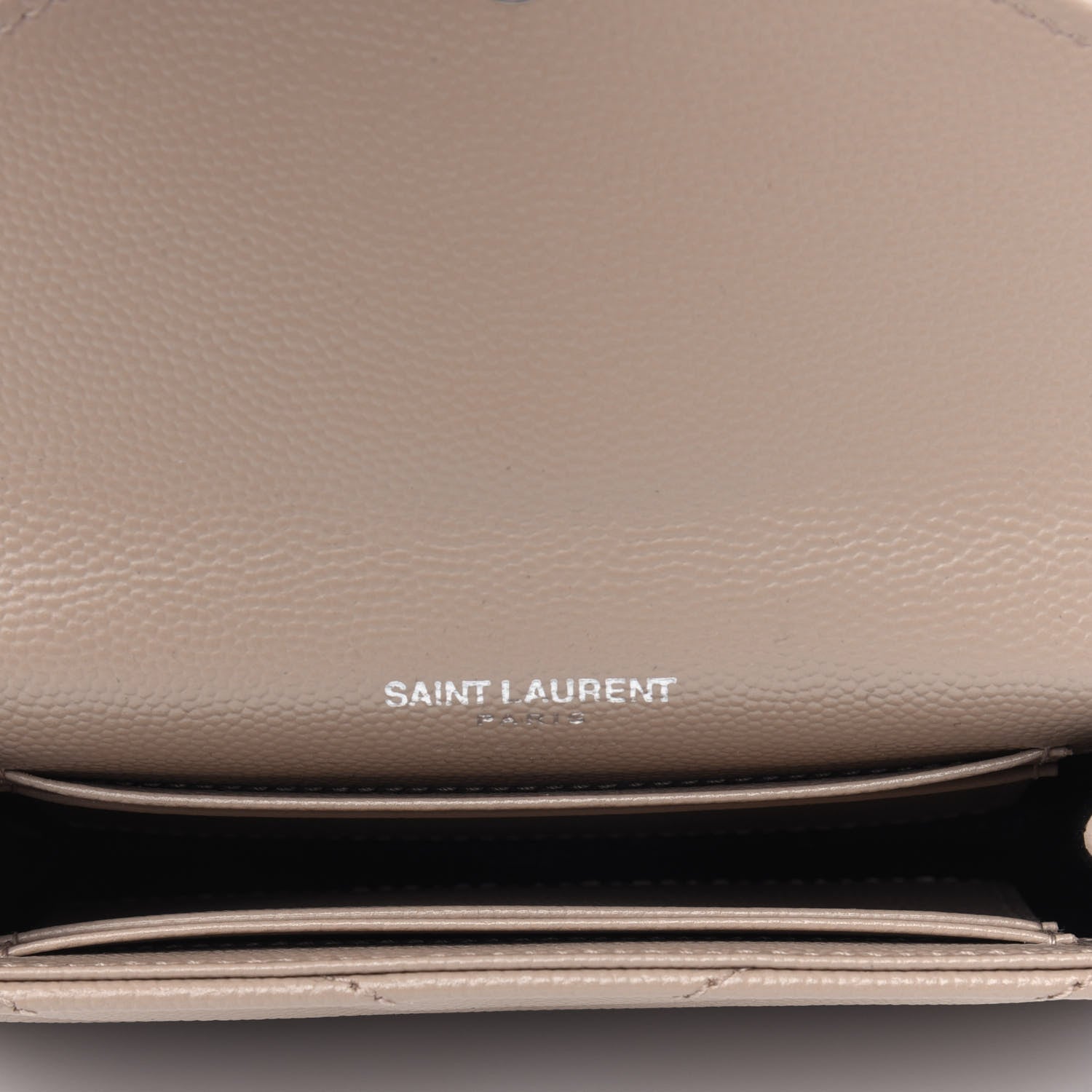 Saint Laurent Grain De Poudre Matelasse Chevron Small Monogram Envelope Wallet Nude Powder 4 of 4