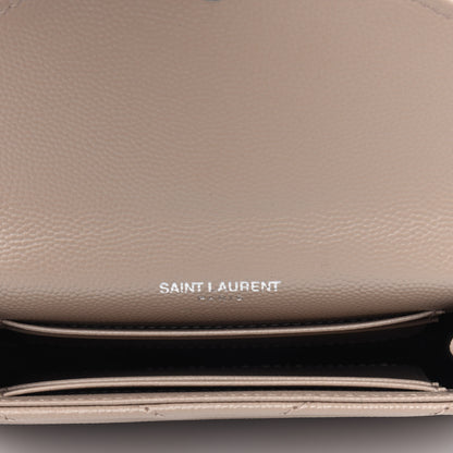 Saint Laurent Grain De Poudre Matelasse Chevron Small Monogram Envelope Wallet Nude Powder 4 of 4