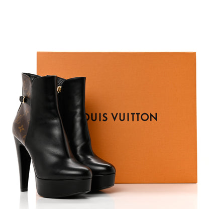 Louis Vuitton Calfskin Monogram Afterglow Platform Ankle Boots 39 Black 9 of 9