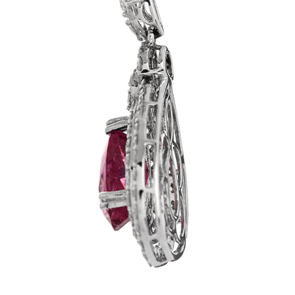 Parker & West by FASHIONPHILE 14K White Gold Diamond 4.40ctw Rubellite Pear Cut Drop Earrings 4 of 5