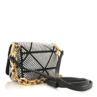 Prada Satin Crystal Mini Bag With Chain Black 3 of 8
