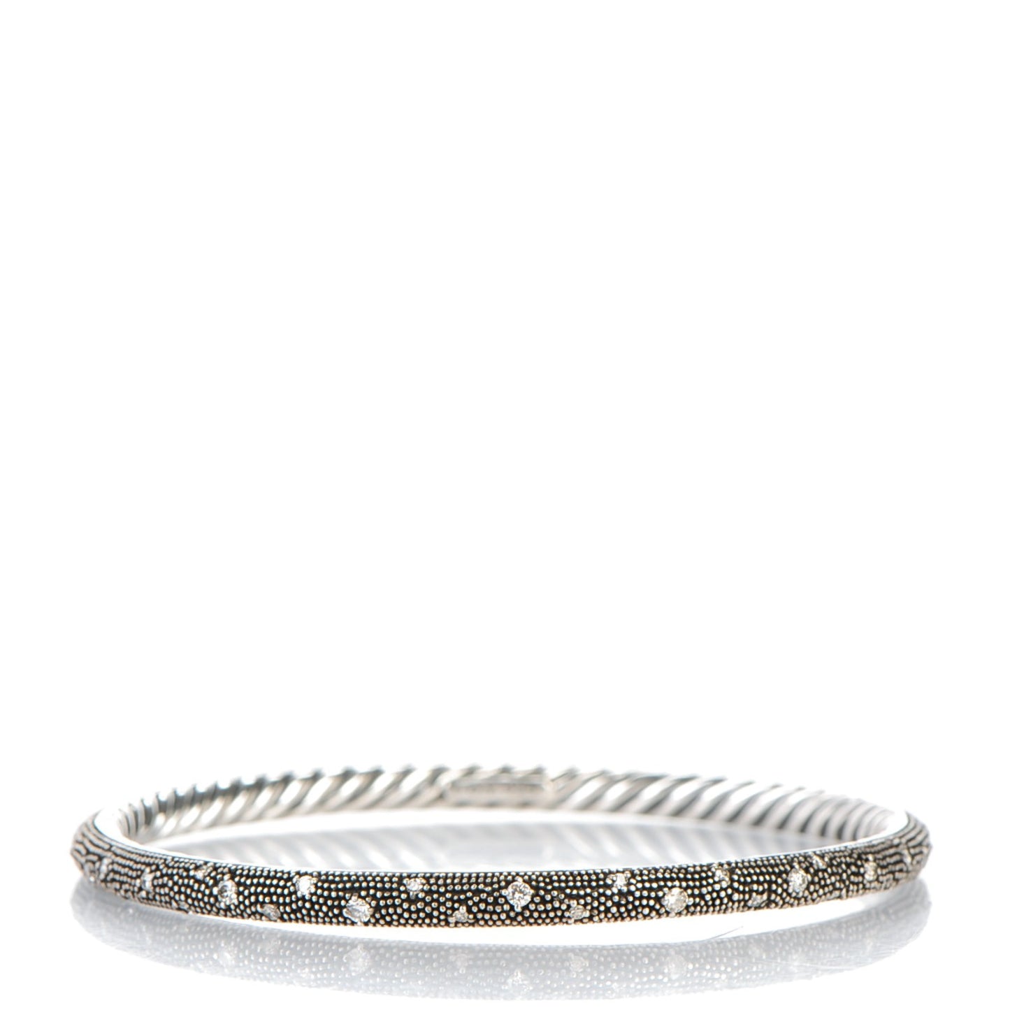 Sterling Silver Diamond 4mm Midnight Melange Bangle Bracelet