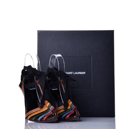 Saint Laurent Calfskin Majorelle 105 Lace Up Convertible Pumps 35.5 Multicolor 9 of 9