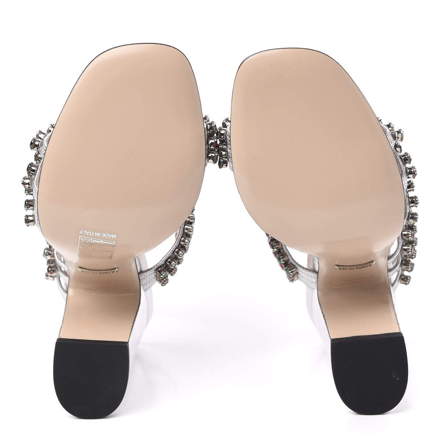 Nappa Silk Crystal Bertie High Heel Sandals 36 Argento