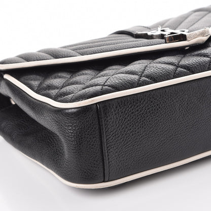 Saint Laurent Grained Calfskin Tri-Quilt Monogram Medium College Bag Black White 10 of 13