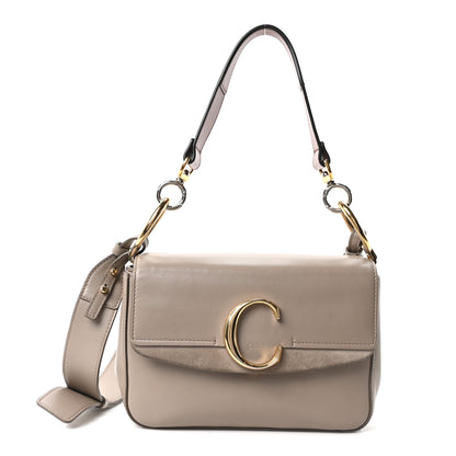 Chloe Shiny Calfskin Suede Small C Double Carry Bag Motty Grey 1 of 9