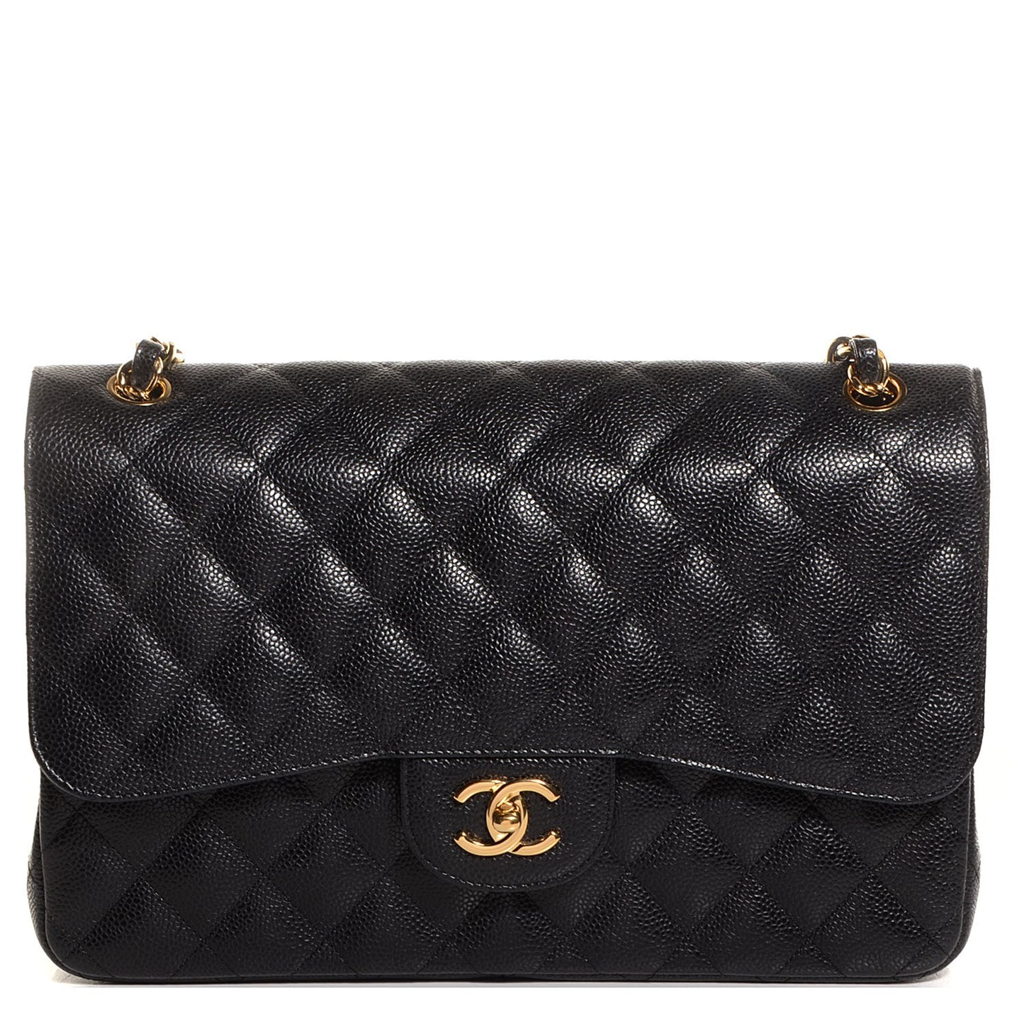 Caviar Quilted Jumbo Double Flap Black