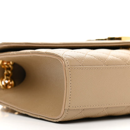 Saint Laurent Grain De Poudre Textured Mixed Matelasse Medium Triquilt Monogram Satchel Dark Latte 9 of 11