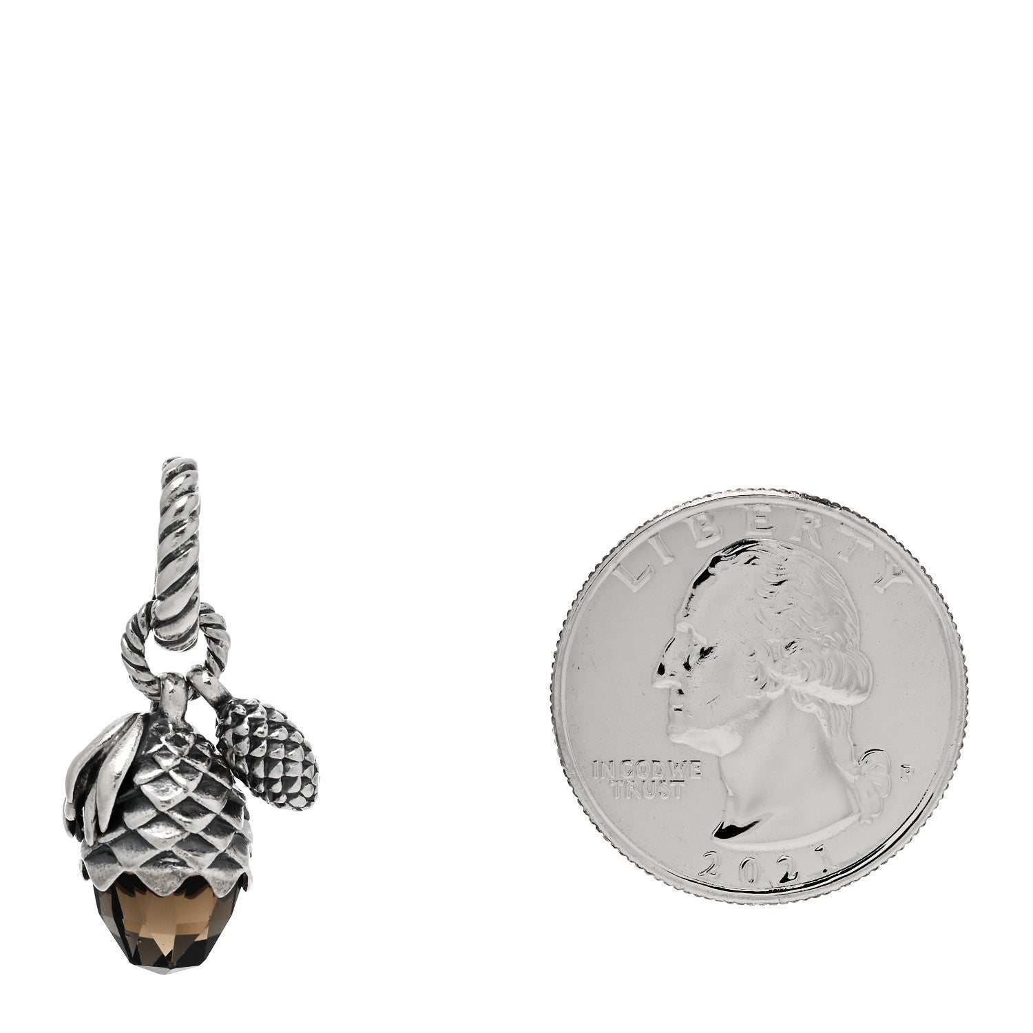 David Yurman Sterling Silver Smoky Quartz Acorn and Pine Cone Charm 2 of 4