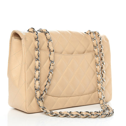 Chanel Caviar Quilted Jumbo Single Flap Beige Clair 3 of 23