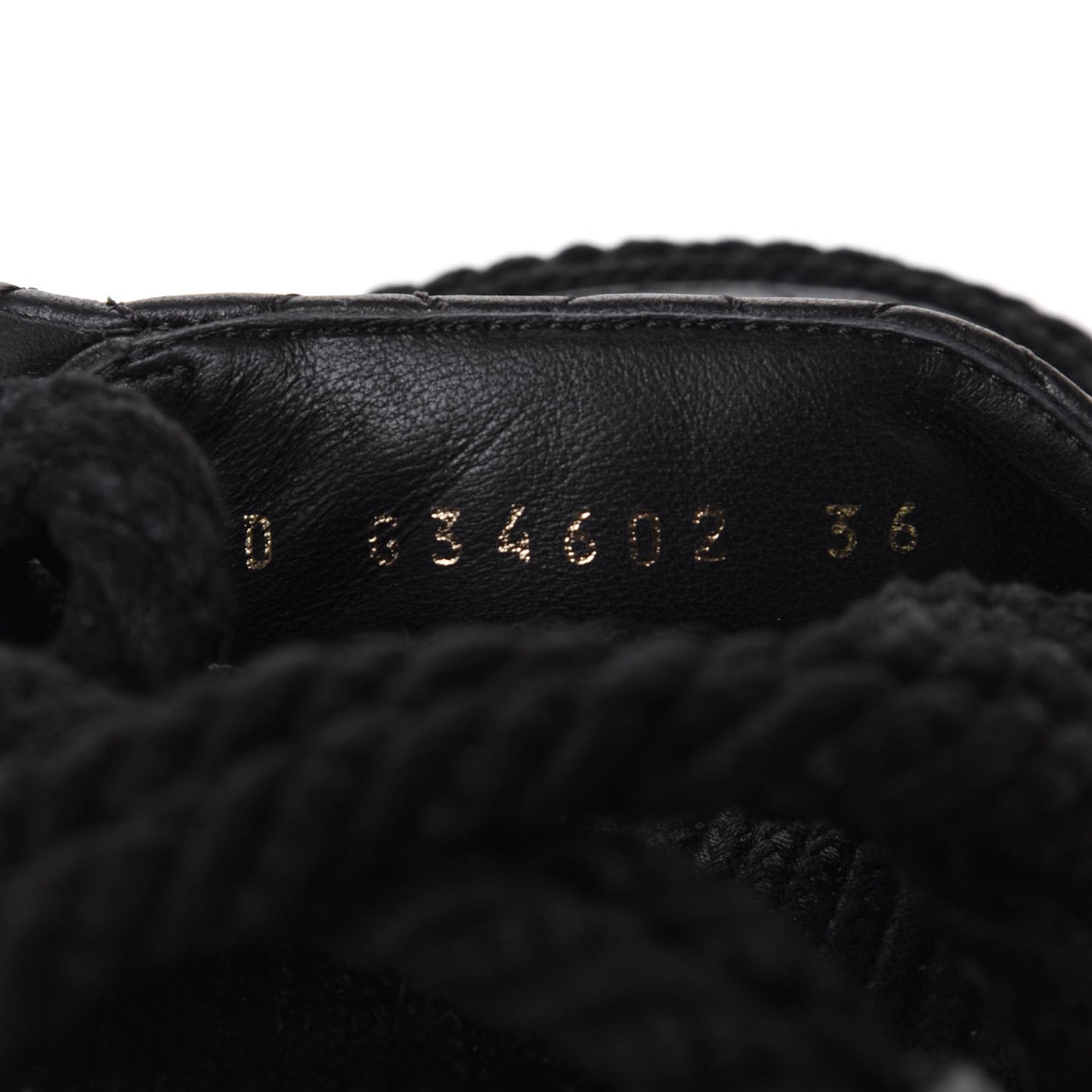 Cord Lambskin Quilted Logo Sandals 36 Black