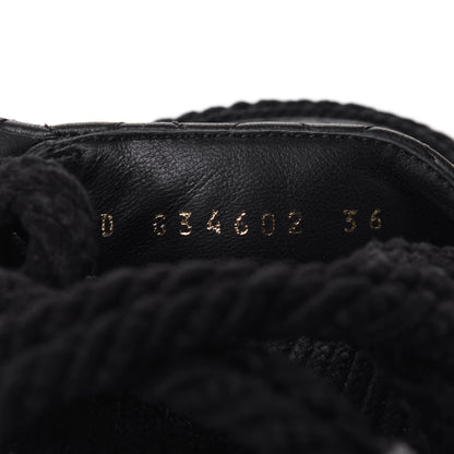 Chanel Cord Lambskin Quilted Logo Sandals 36 Black 10 of 11